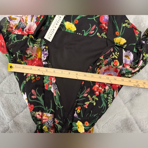 Alice + Olivia Blooming Bouquet Floral Print Wrap Dress Fall Wedding Guest Party - Picture 10 of 15